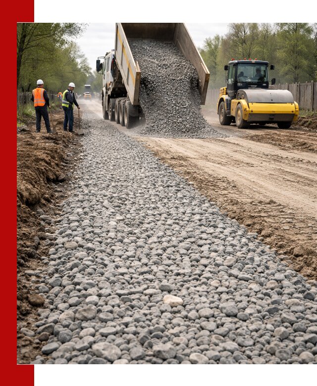 Доставка щебня для отсыпки дорог в Кемерово высокого качества