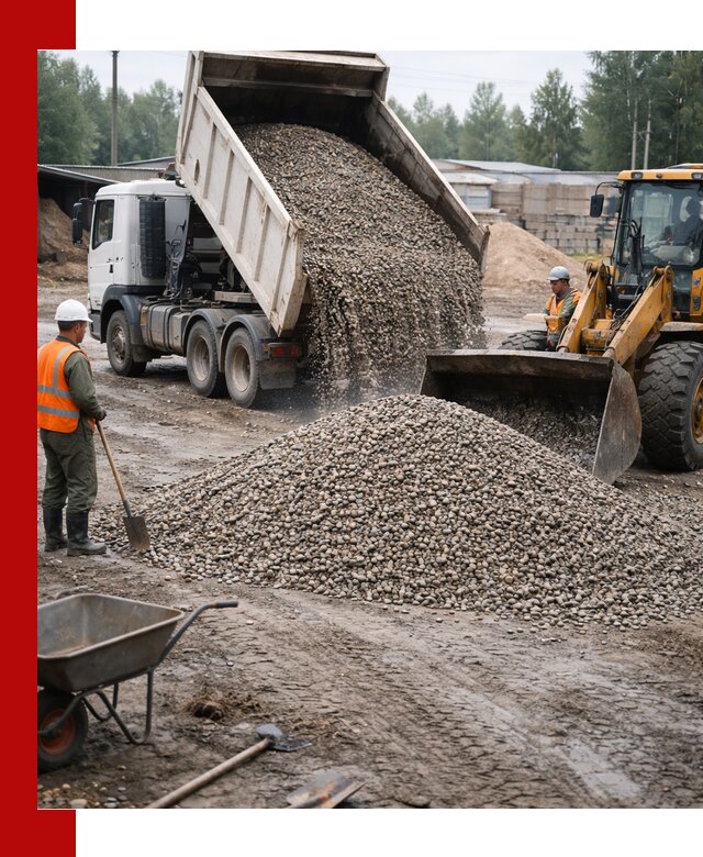 Мытый гравий с доставкой в Кемерово от карьера до участка