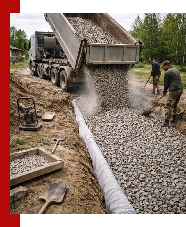 Гравий для дренажа с доставкой в Кемерово качественный и недорогой