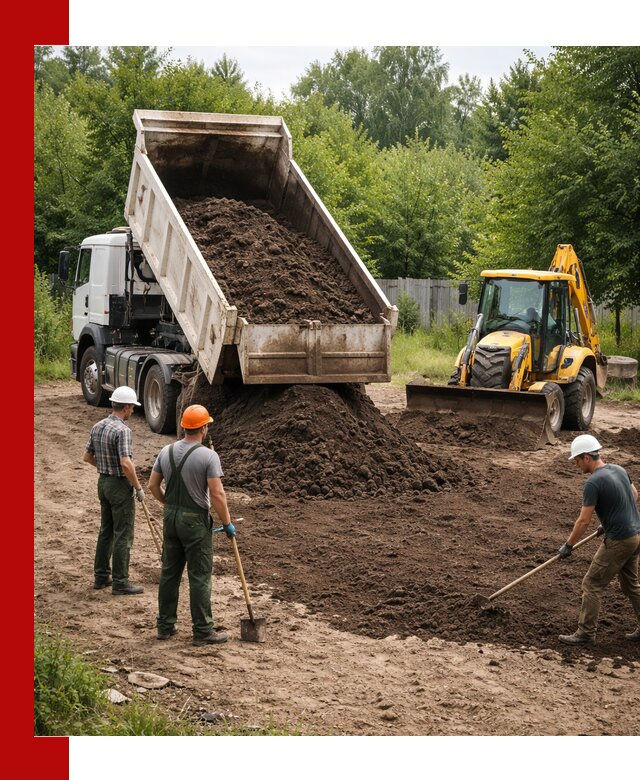 Доставка и укладка грунта для выравнивания участка в Кемерово