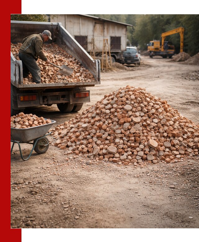 Доставка и подушка из боя кирпича с разгрузкой в Кемерово