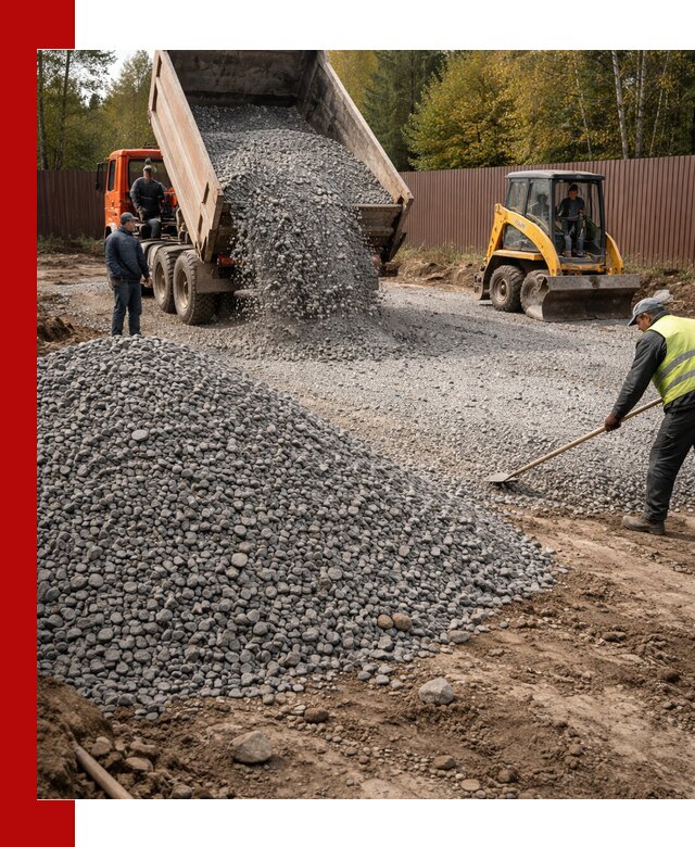 Отсыпка участка щебнем с доставкой и уплотнением в Кемерово