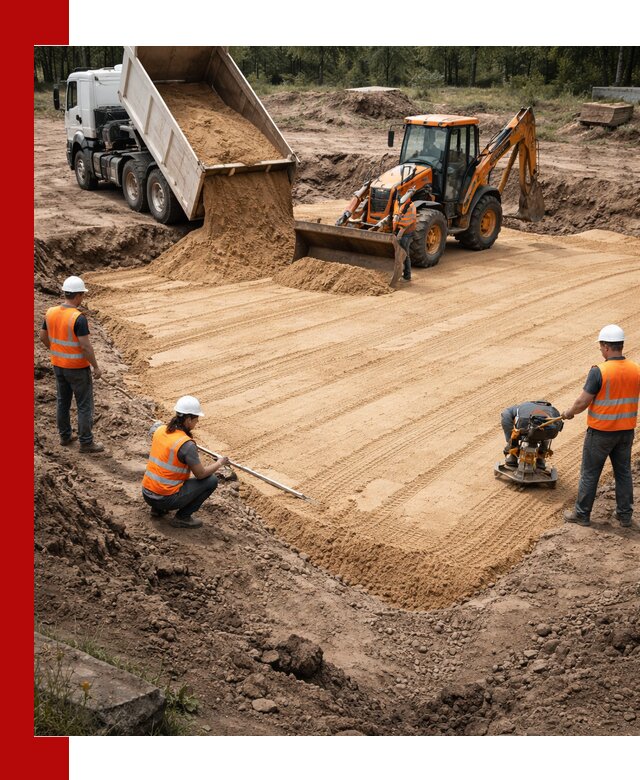 Устройство песчаной подушки для фундаментов и дорог в Кемерово